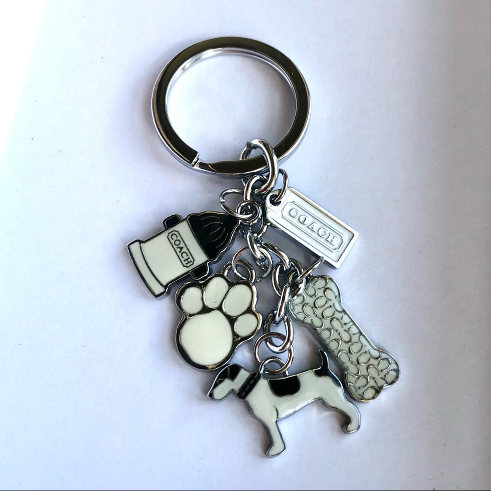Coach White Doggy Keychain Charm